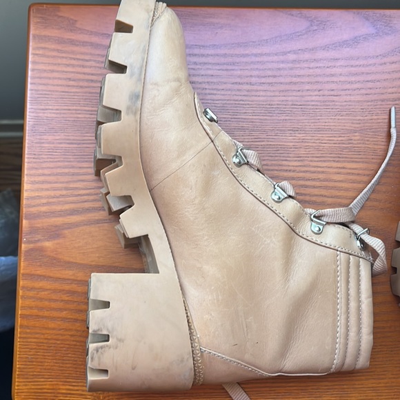 Aqua "Gilca" Block Heel Booties In Honey Beige - Picture 16 of 16